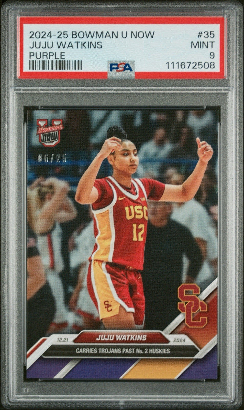 2024 Bowman U Now #35 - JUJU WATKINS Purple Parallel /25 - PSA 9 Mint