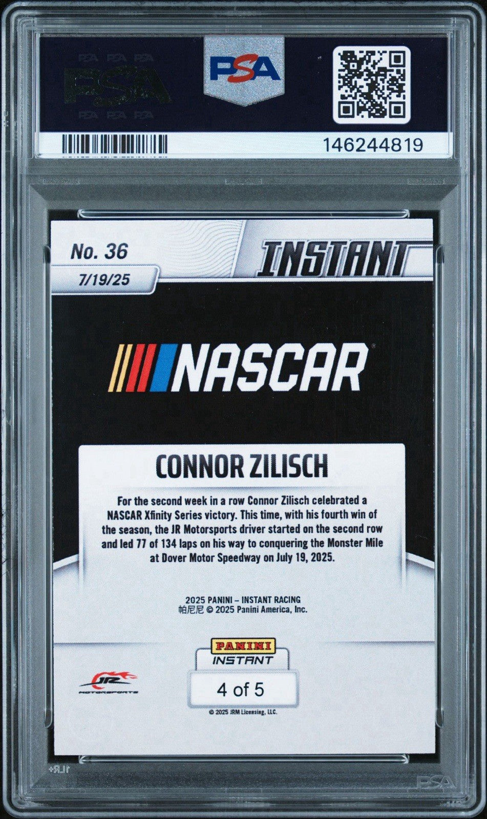 2025 Panini Instant #36 Connor Zilisch Lightning /5 PSA 9 Mint