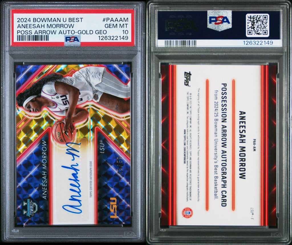 2024 Bowman's Best U #PAA-AM Aneesah Morrow Poss Arrow Auto Gold Geo /50 PSA 10