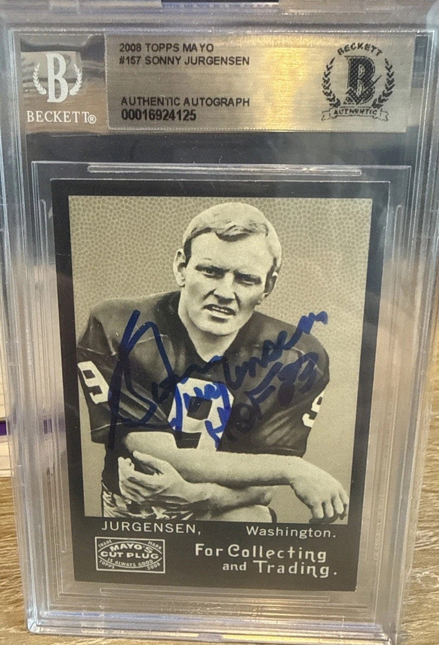 Signed - Sonny Jurgensen 2009 Topps Mayo Auto - BAS Slab Beckett
