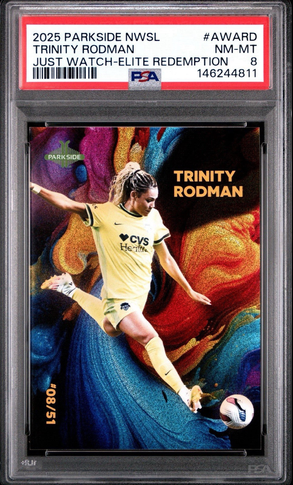 2025 Parkside NWSL Trinity Rodman Just Watch /51 Keepr Exclusive PSA 8