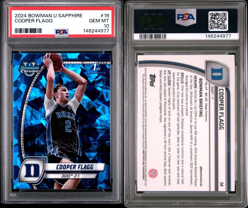 2024 Bowman University Cooper Flagg Sapphire#16 PSA 10