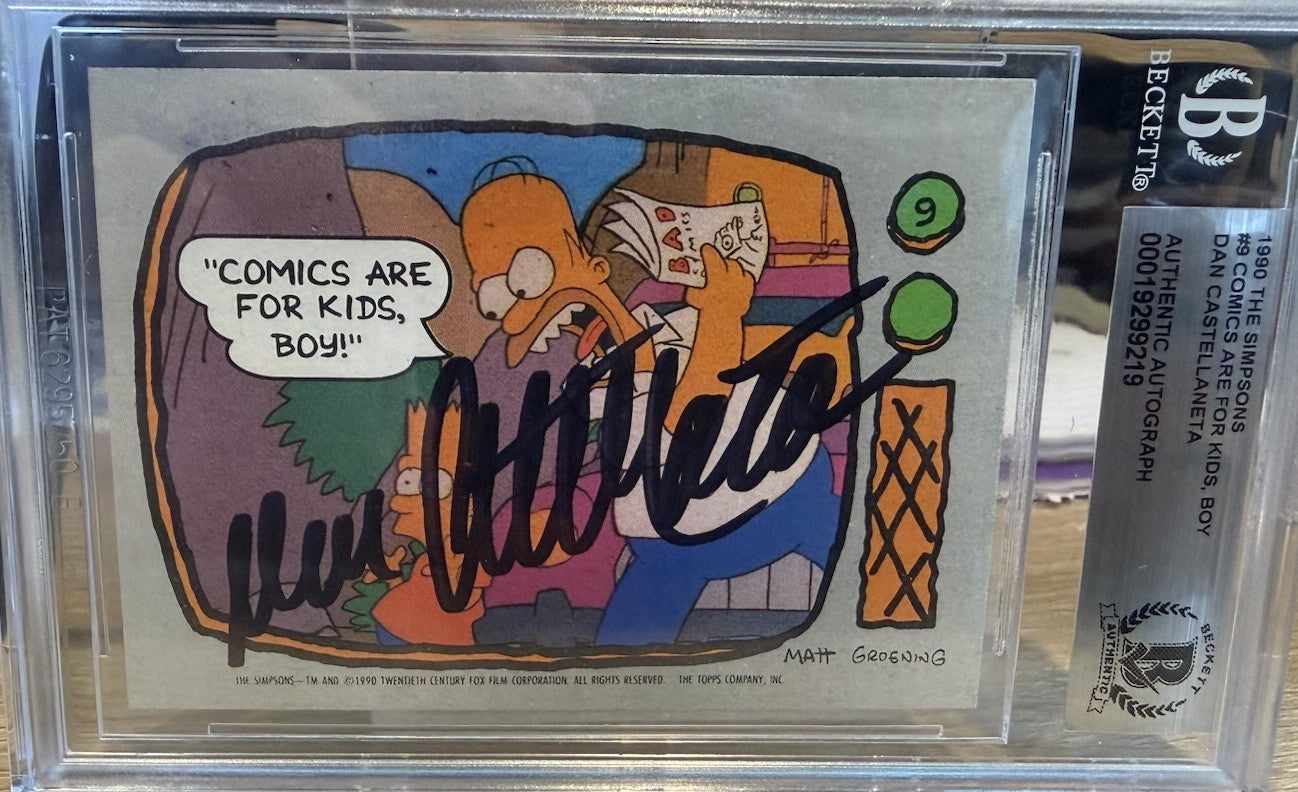 Dan Castellaneta 1990 Topps Autographed Homer Simpson Card - BAS Beckett Slab