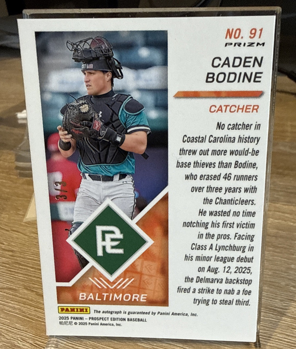 2025 Panini Prospect Edition Caden Bodine FOTL Gold Pandora PRIZM AUTO #d 3/3