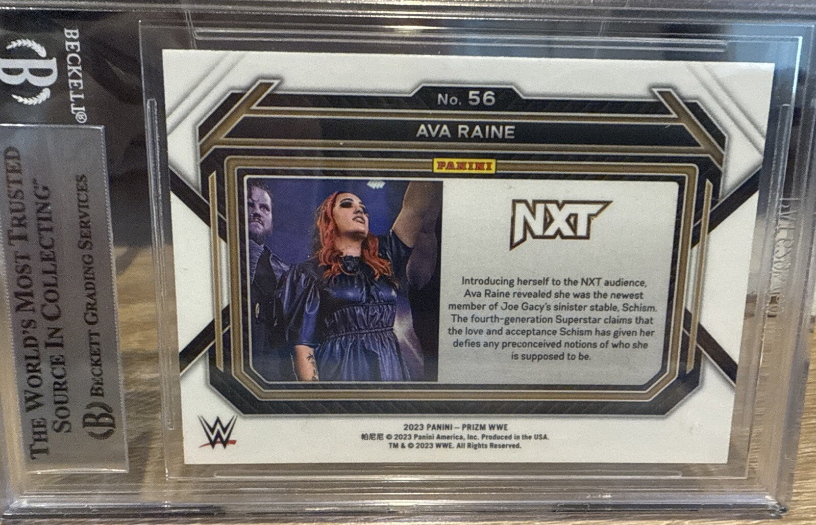 AVA RAINE 2023 PANINI PRIZM #56 SIGNED BECKETT BAS CERTIFIED WWE NXT