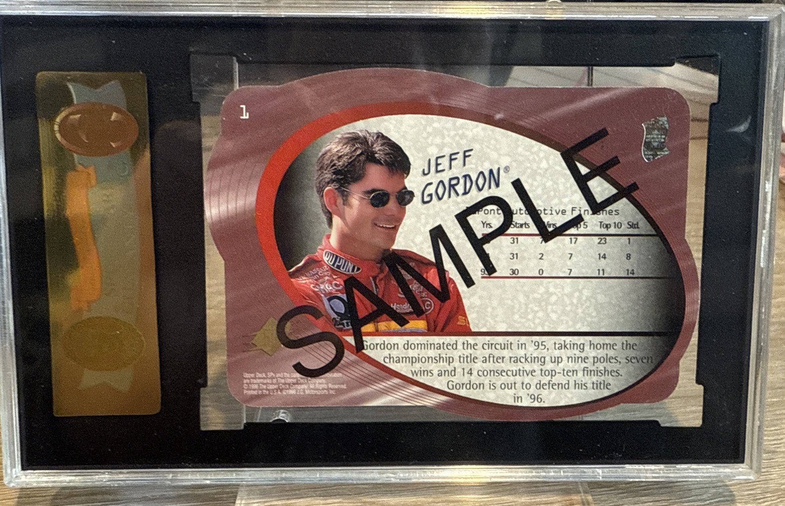1996 SPx JEFF GORDON PROMO SAMPLE CARD #1 - SGC 96 - Mint