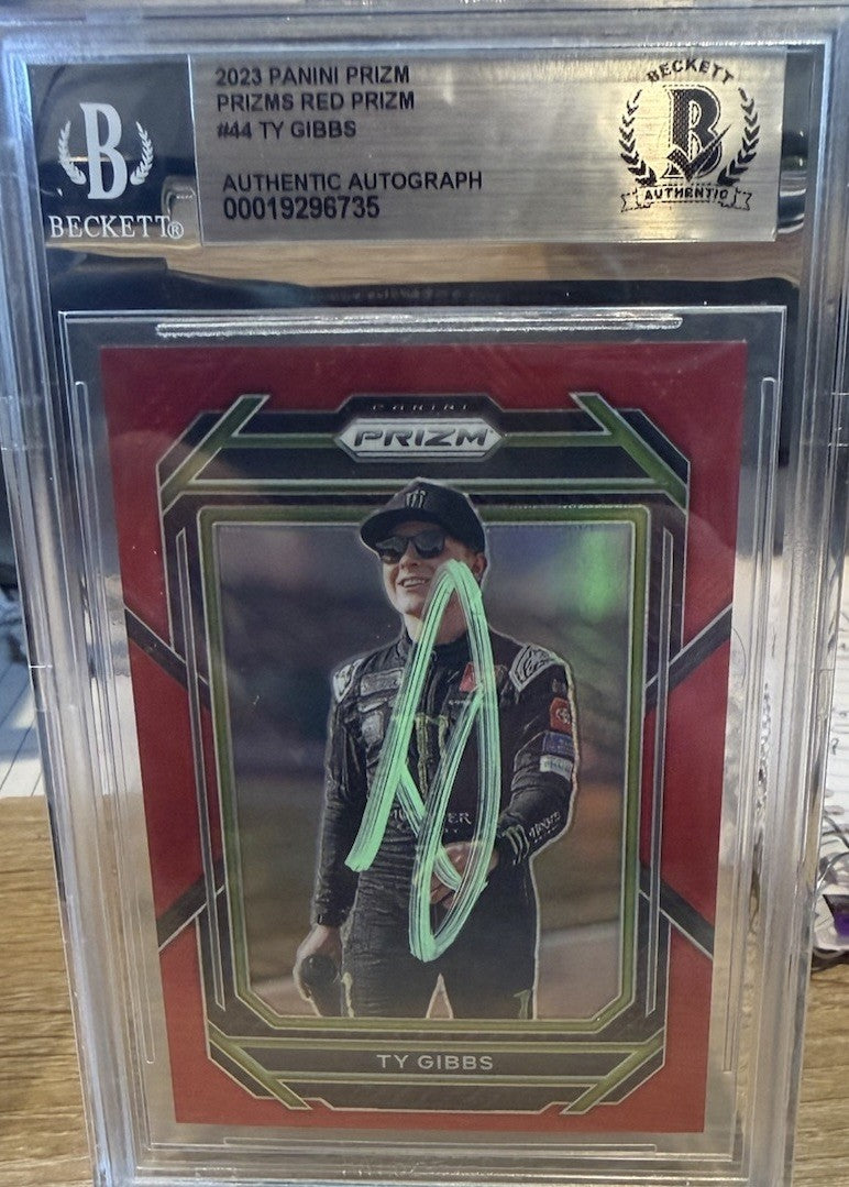 Signed - Ty Gibbs Signed 2023 Panini Prizm Red #44 Auto - Beckett BAS Slab