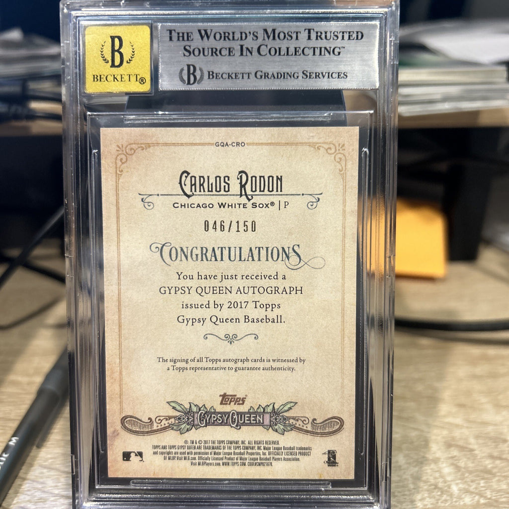 2017 Topps Gypsy Queen Auto Purple /150 Carlos Rodon #GQA-CRO BGS 9 Auto 10