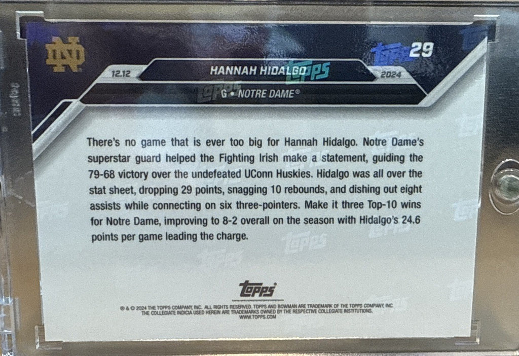 2024-25 Hannah Hidalgo - Bowman U Now #29 Leads Notre Dame Blue Parallel /49