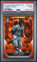 2023 1st Bowman Chrome Tommy Hawke Orange Sapphire /25 #BDC-141 PSA 9