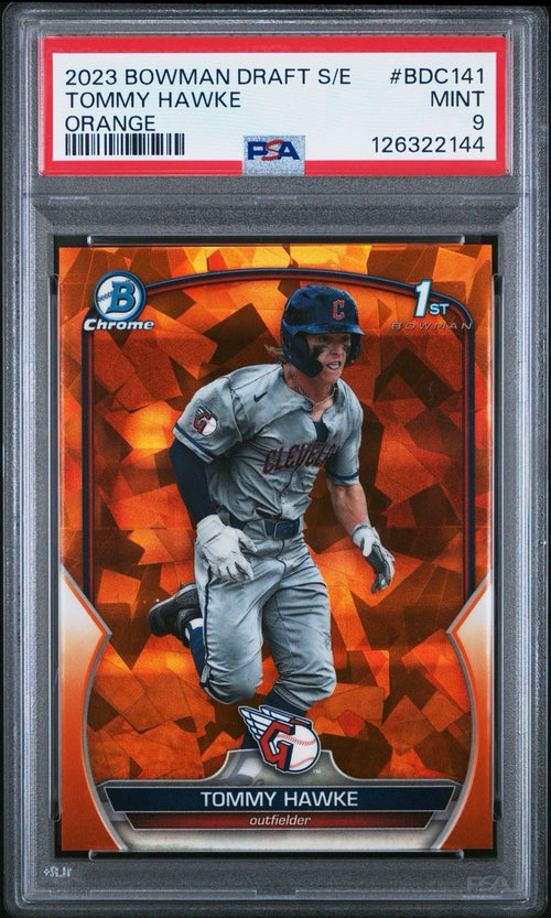 2023 1st Bowman Chrome Tommy Hawke Orange Sapphire /25 #BDC-141 PSA 9