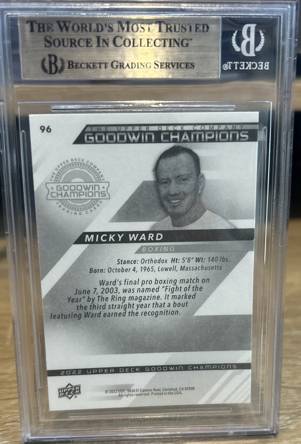 Signed 2022 Upper Deck Goodwin Champions #96 Micky Ward Beckett BAS Slab