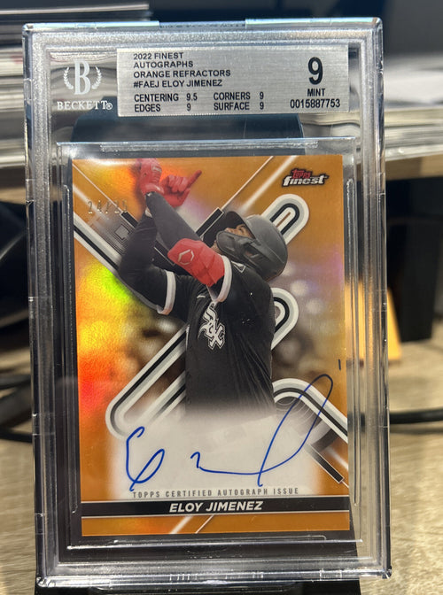 2022 Finest Autographs Orange Refractors #FAEJ Eloy Jimenez 24/25 BGS 9 Mint