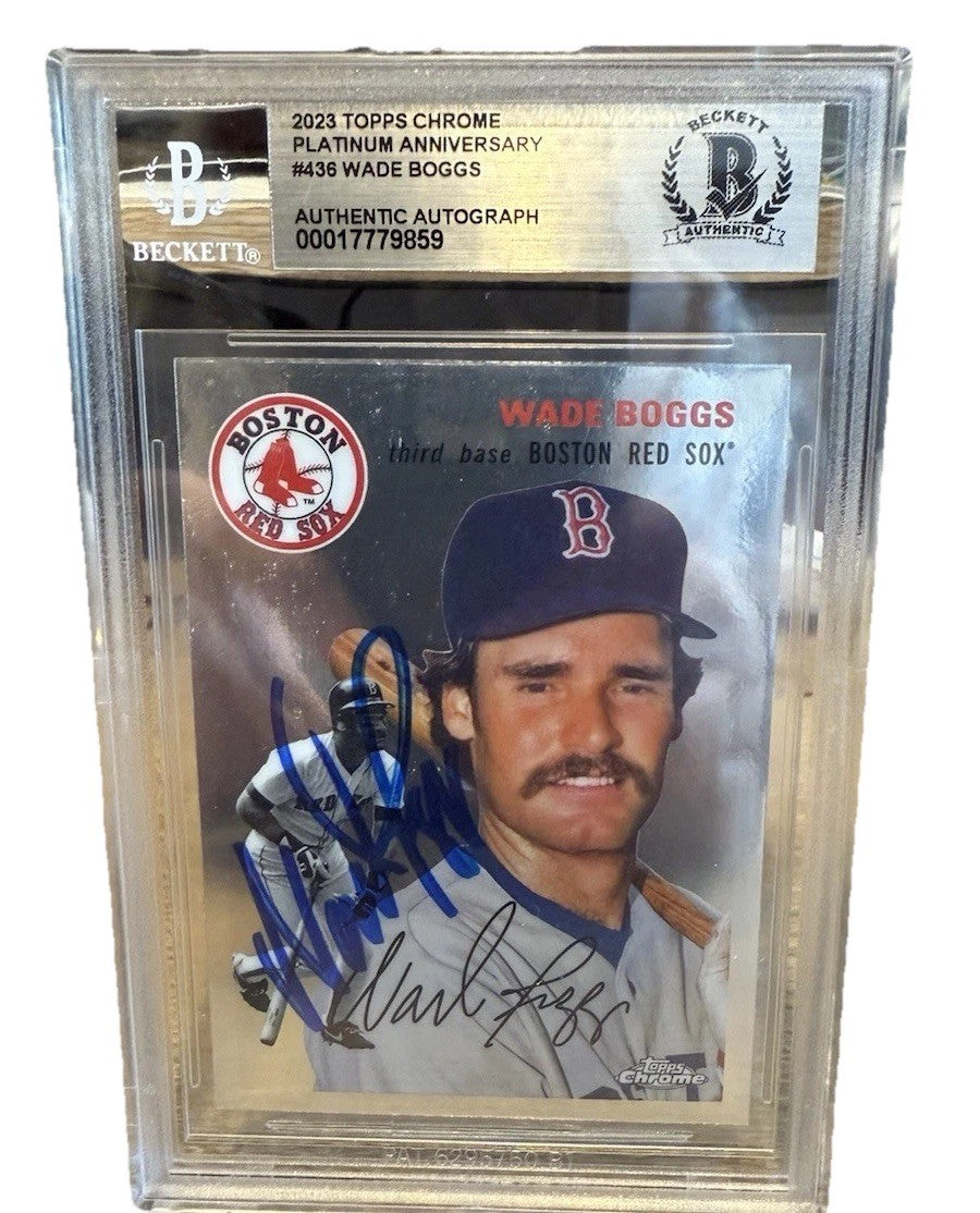 Signed Wade Boggs 2023 Topps Chrome Platinum Ann #436 - Beckett BAS Slab