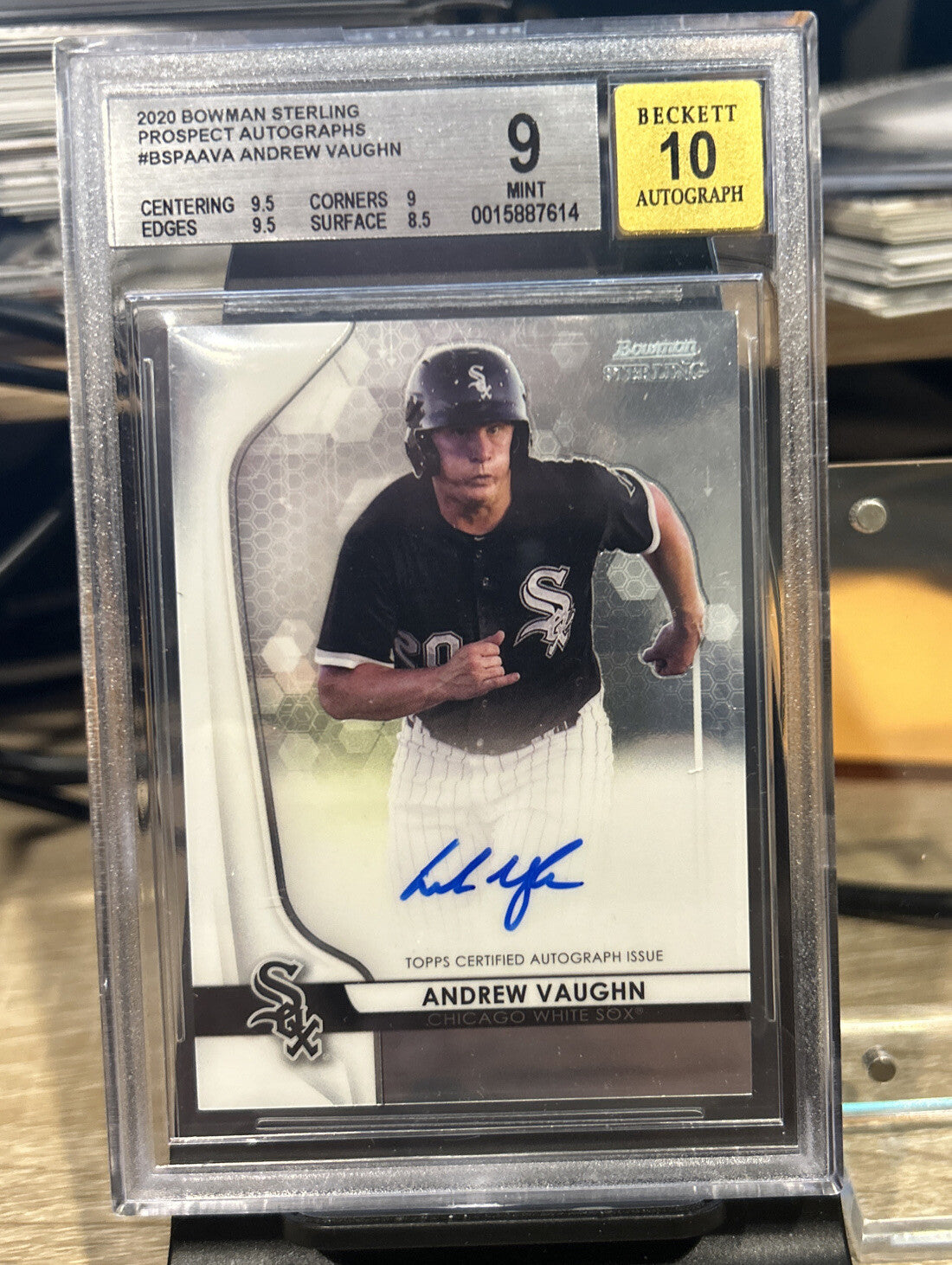 2020 Bowman Sterling Andrew Vaughn Prospect Auto BGS 9 Auto 10 CHICAGO WHITE SOX