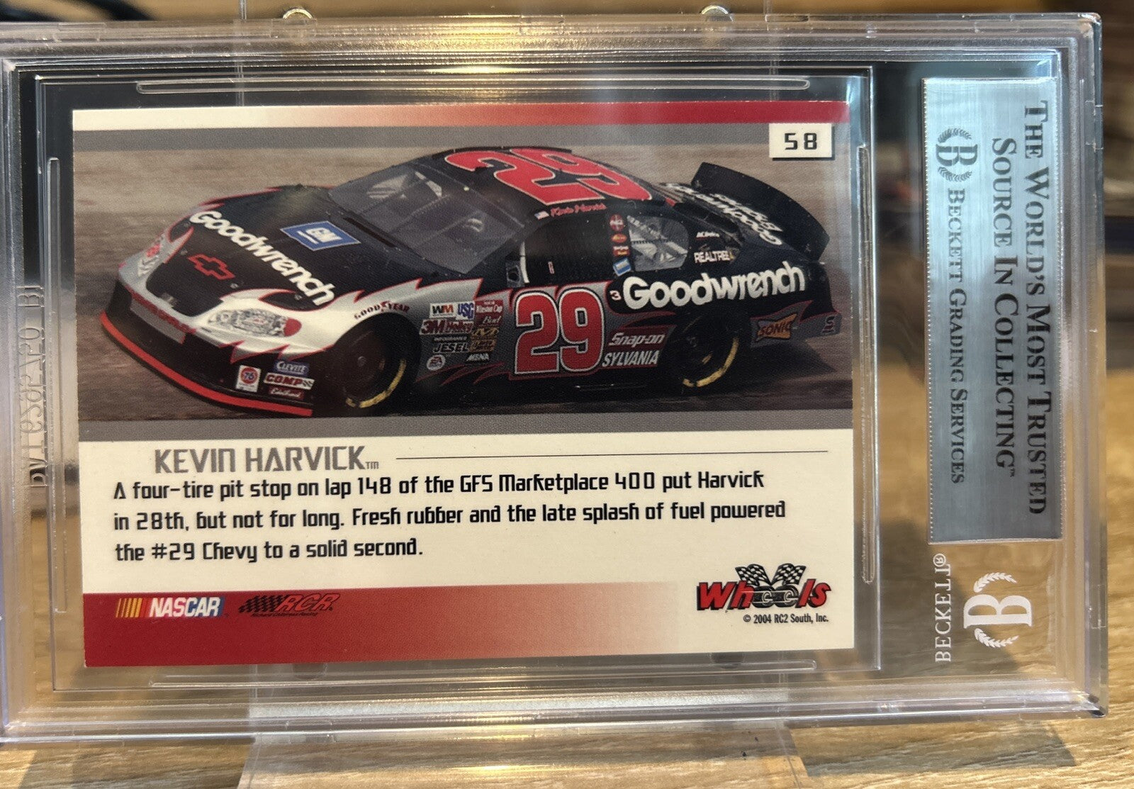Signed Kevin Harvick 2004 Wheels High Gear #58 Beckett BAS Certed Slab