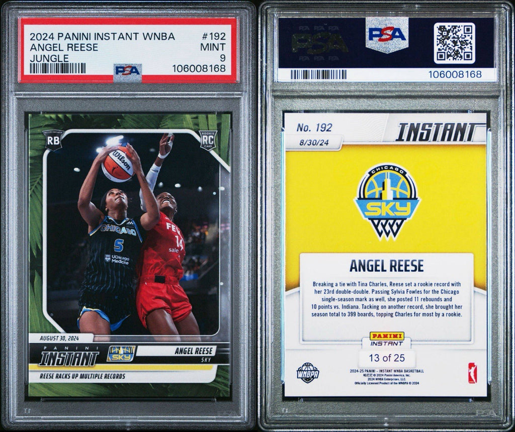 2024 Panini Instant WNBA #192 Angel Reese RC Jungle /25 Racks Up Records PSA 9