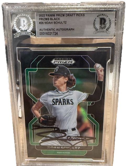 2022 Panini Prizm Draft NOAH SCHULTZ SIGNED Black Prizm- BAS - Slab