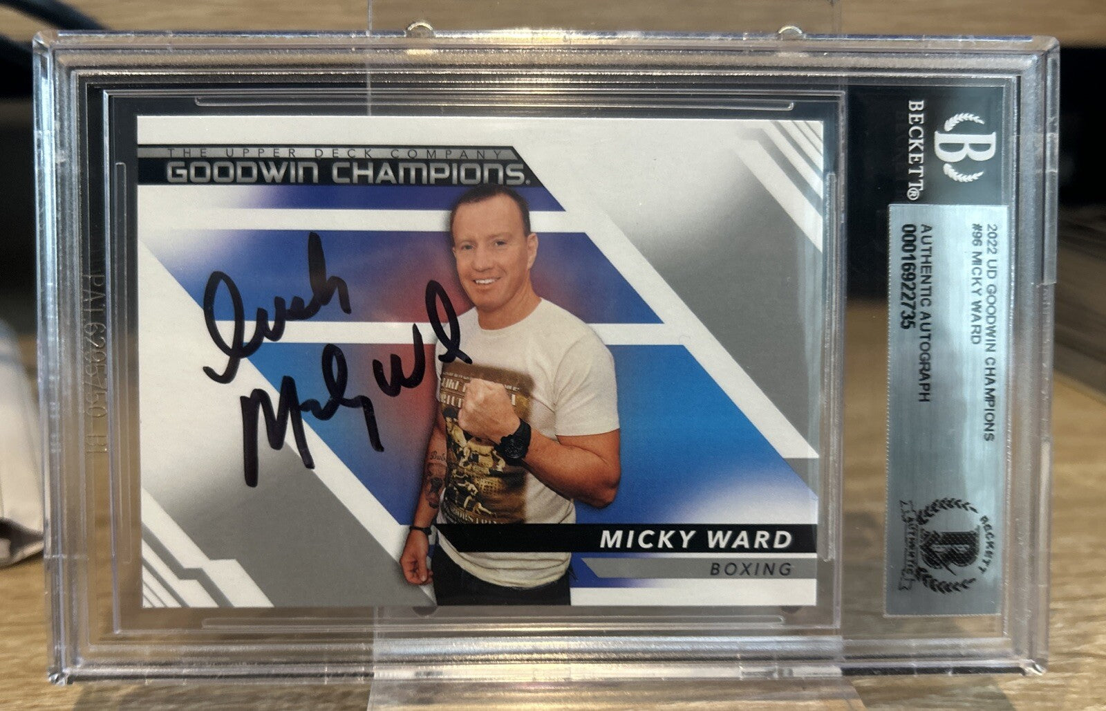 Signed 2022 Upper Deck Goodwin Champions #96 Micky Ward Beckett BAS Slab