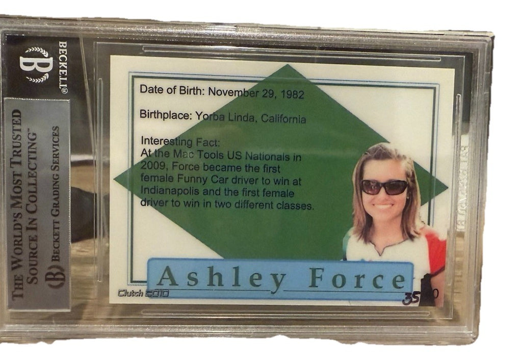 Signed Ashley Force - Custom Trading Card Beckett BAS Slab