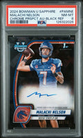 2024 Bowman University Chrome Sapphire Malachi Nelson - Black Ref #d /10 PSA 8