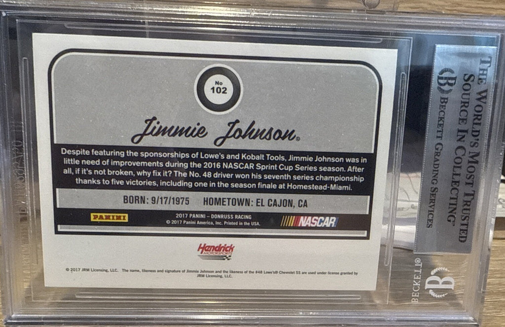 Signed 2017 DONRUSS JIMMIE JOHNSON #102 AUTOGRAPH BECKETT BAS Slab