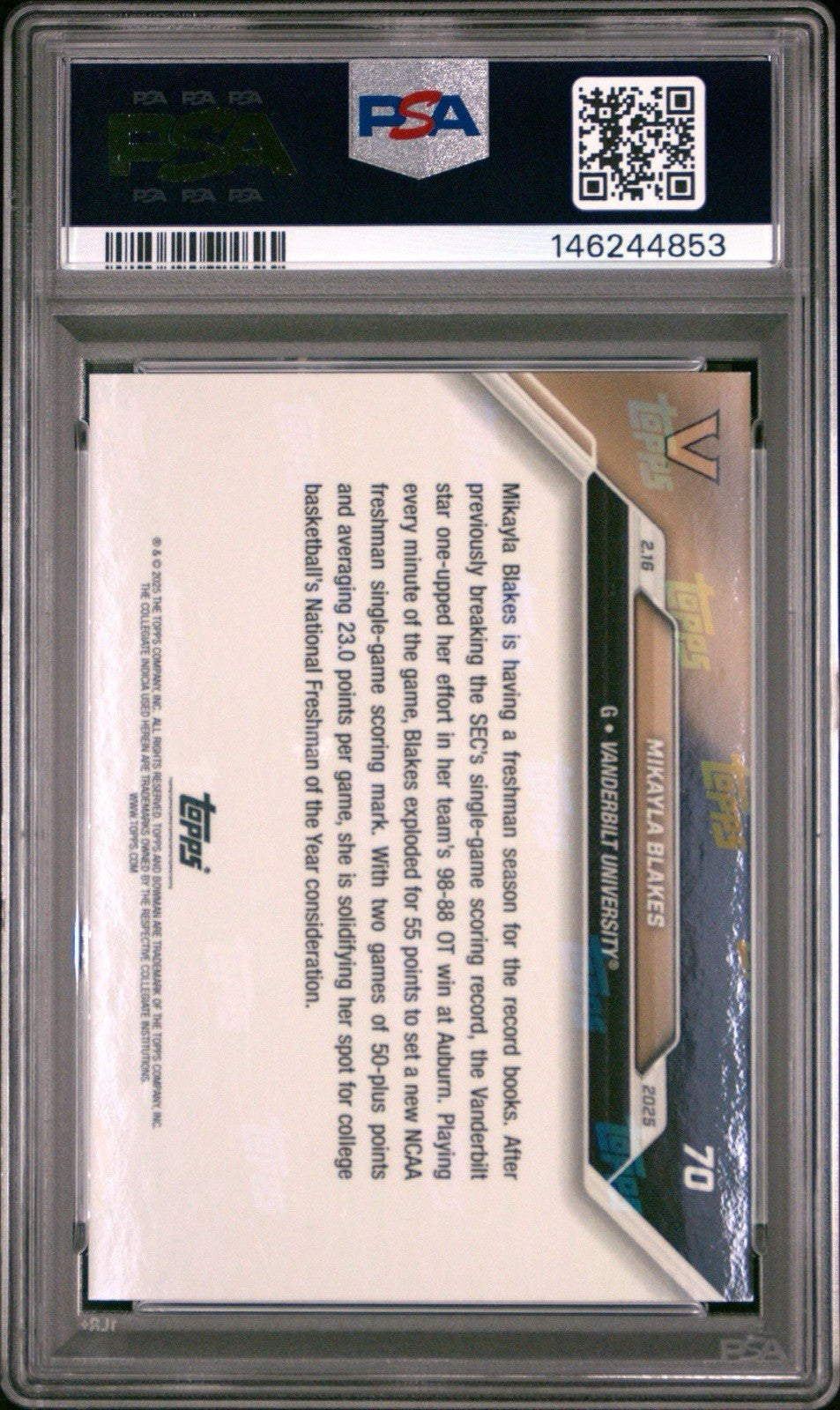 2024-25 Bowman U Now Purple /25 - Mikayla Blakes #70 PSA 10 Gem
