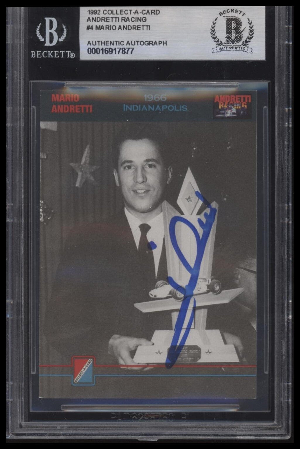 1992 Collect-a-Card Andretti Family Racing #4 Mario Andretti BAS Slab