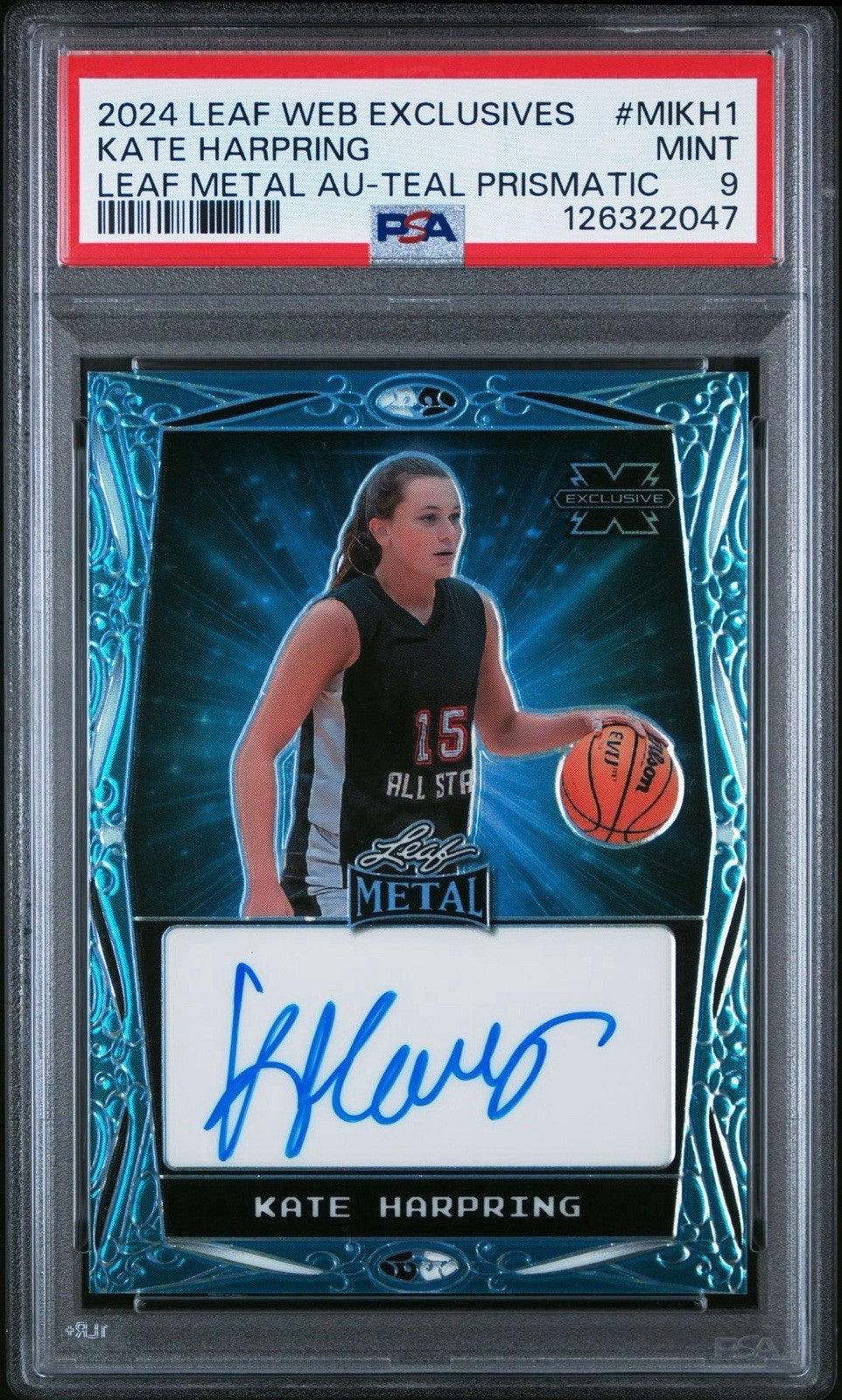 2024 Leaf Web Exclusives Kate Harpring Metal Teal Prismatic RC Auto /99 PSA 9