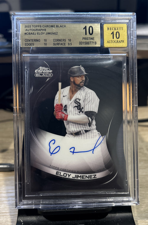 2022 Topps Chrome Black ELOY JIMENEZ Auto Card. BGS 10 Pristine Auto 10 Wh Sox