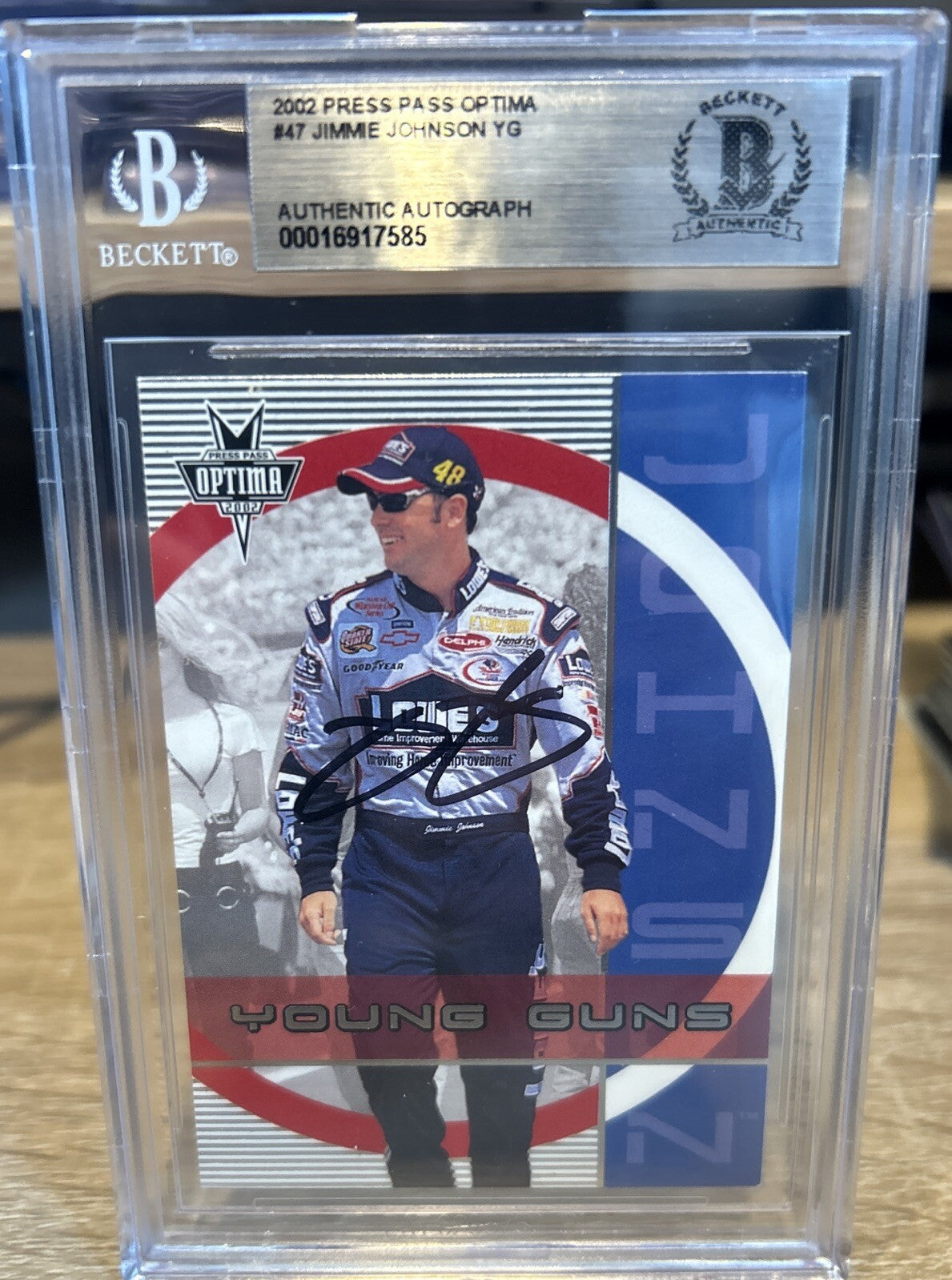 Signed Jimmie Johnson 2003 Press Pass Optima #47 AUTOGRAPH BECKETT BAS Slab