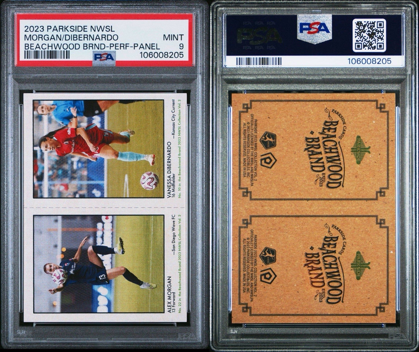 2024 PARKSIDE NWSL Alex Morgan /Dibernardo BEACHWOOD BRAND PSA 9