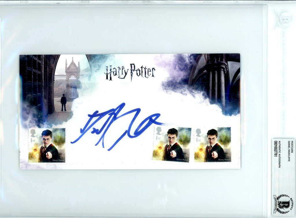 Daniel Radcliffe SIGNED Harry Potter Postcard 8x4 with stamps - BAS encased