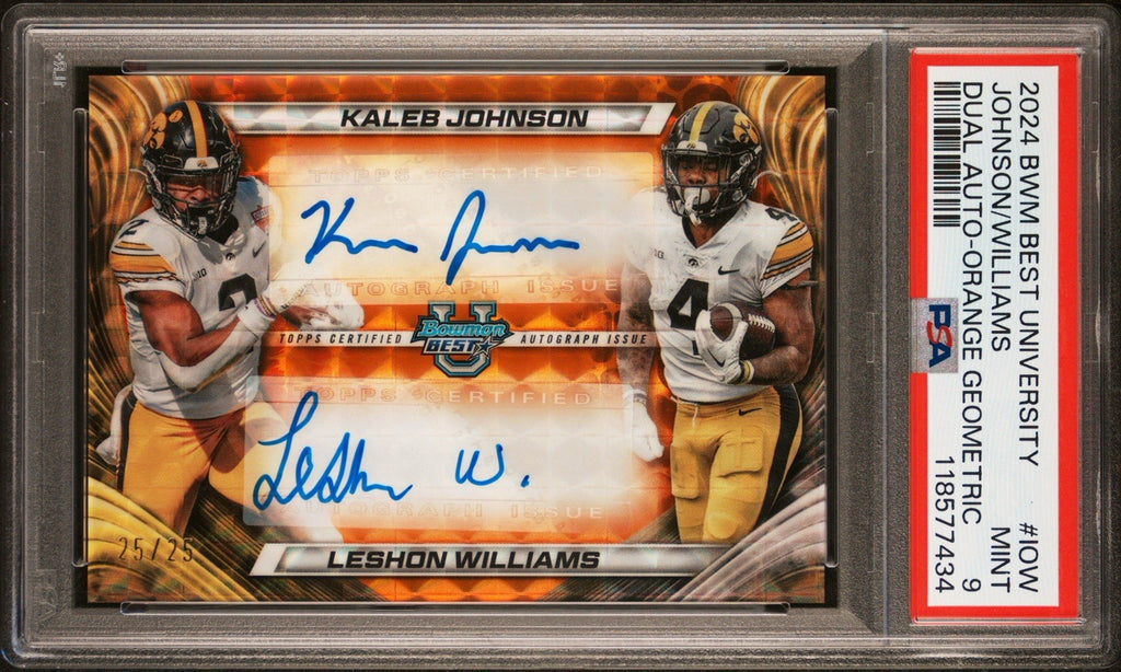 2024 Bowman U Best Orange Geo Auto /25 Kaleb Johnson Leshon Williams - PSA 9
