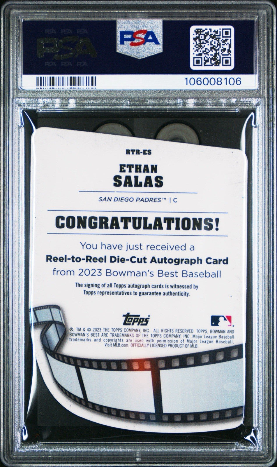 2023 Bowman’s Best Ethan Salas Reel To Reel /150 Autograph - PSA 9 Mint