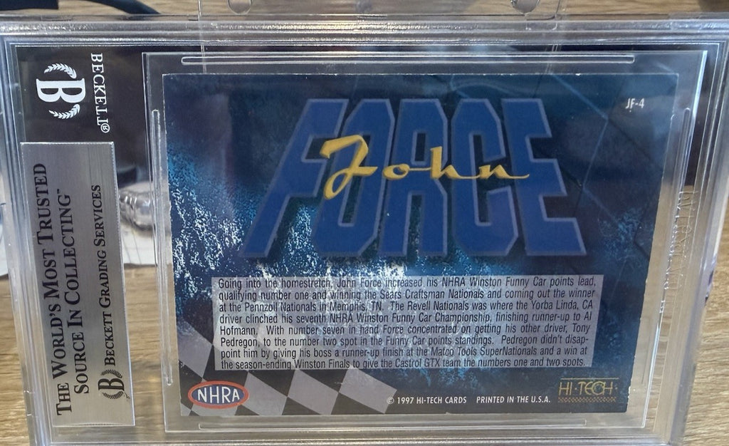 Signed 1997 Hi Tech NHRA #JF4 John Force - Beckett BAS Slabbed