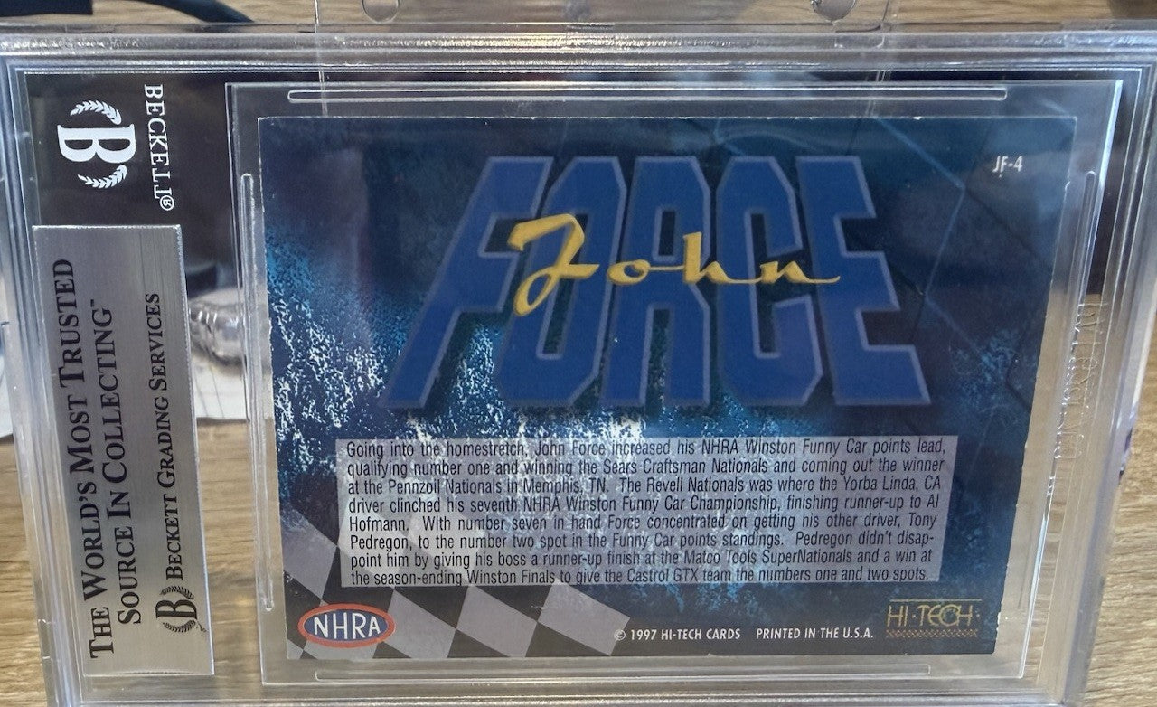 Signed 1997 Hi Tech NHRA #JF4 John Force - Beckett BAS Slabbed