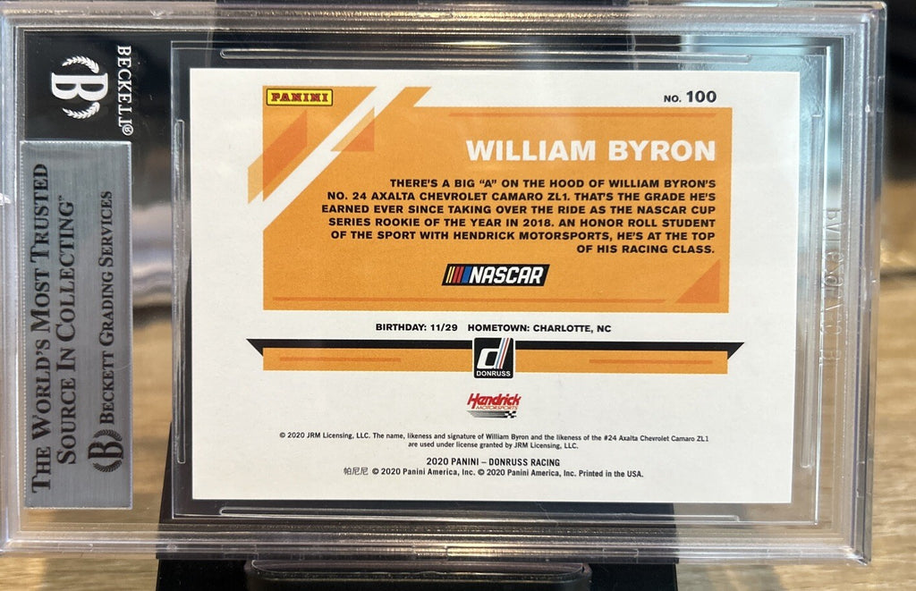 Signed WILLIAM BYRON 2020 DONRUSS Black Numbers #100 /24 BECKETT BAS Slab