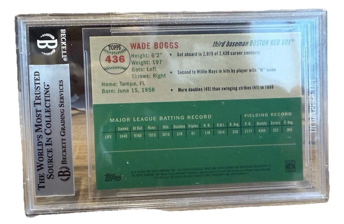 Signed Wade Boggs 2023 Topps Chrome Platinum Ann #436 - Beckett BAS Slab