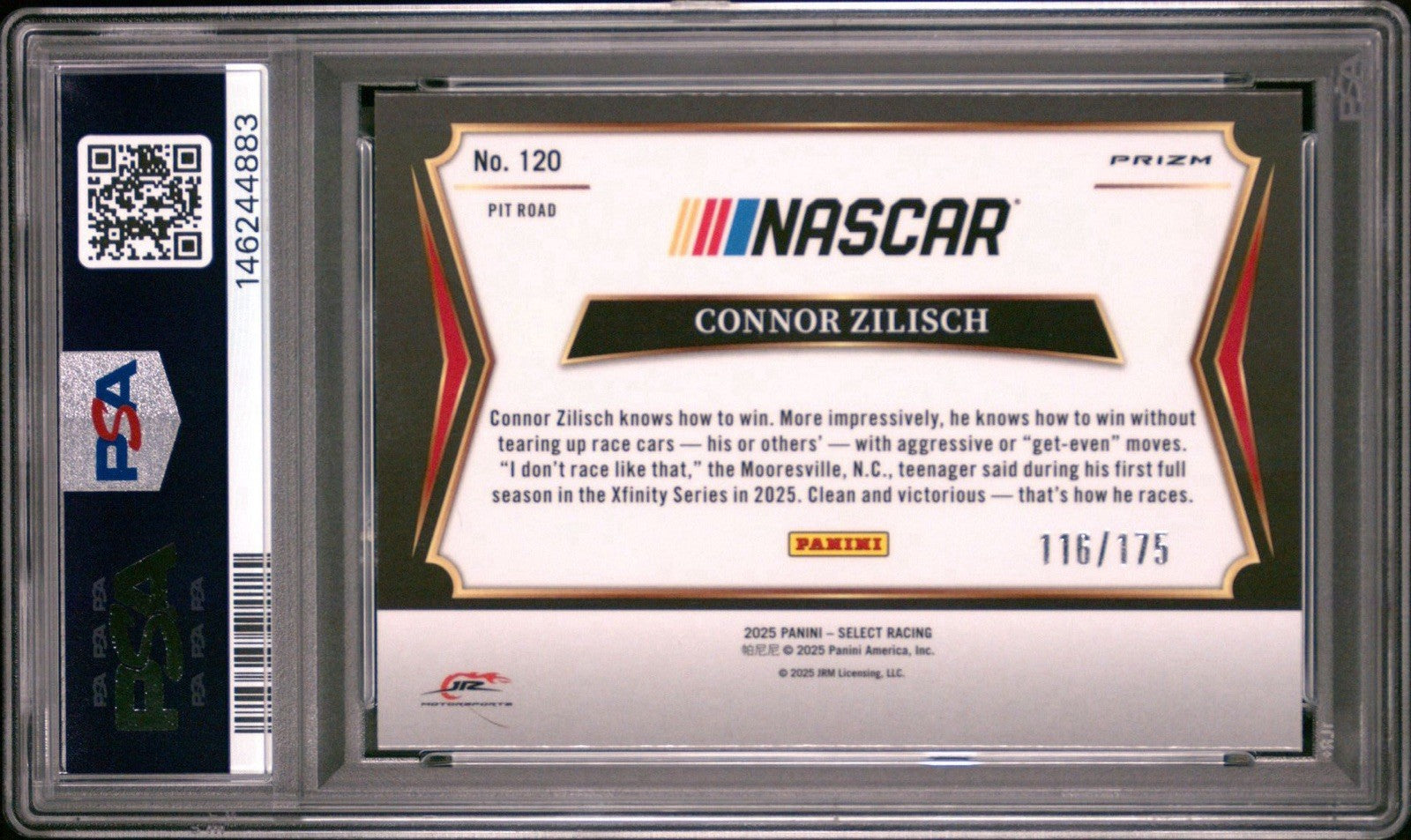 2025 Panini Select Pit Road Blue Prizm #d /175 Connor Zilisch #120 PSA 10 Gem