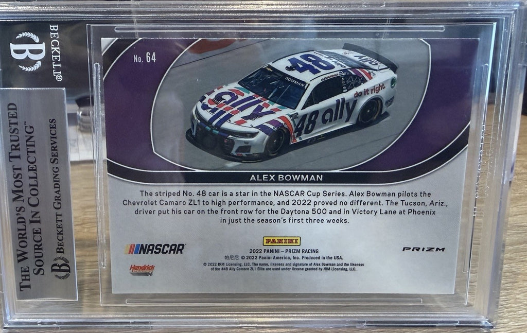 Signed 2022 Panini Prizm Rides Hyper Prizm #64 Alex Bowman - Beckett BAS Slab