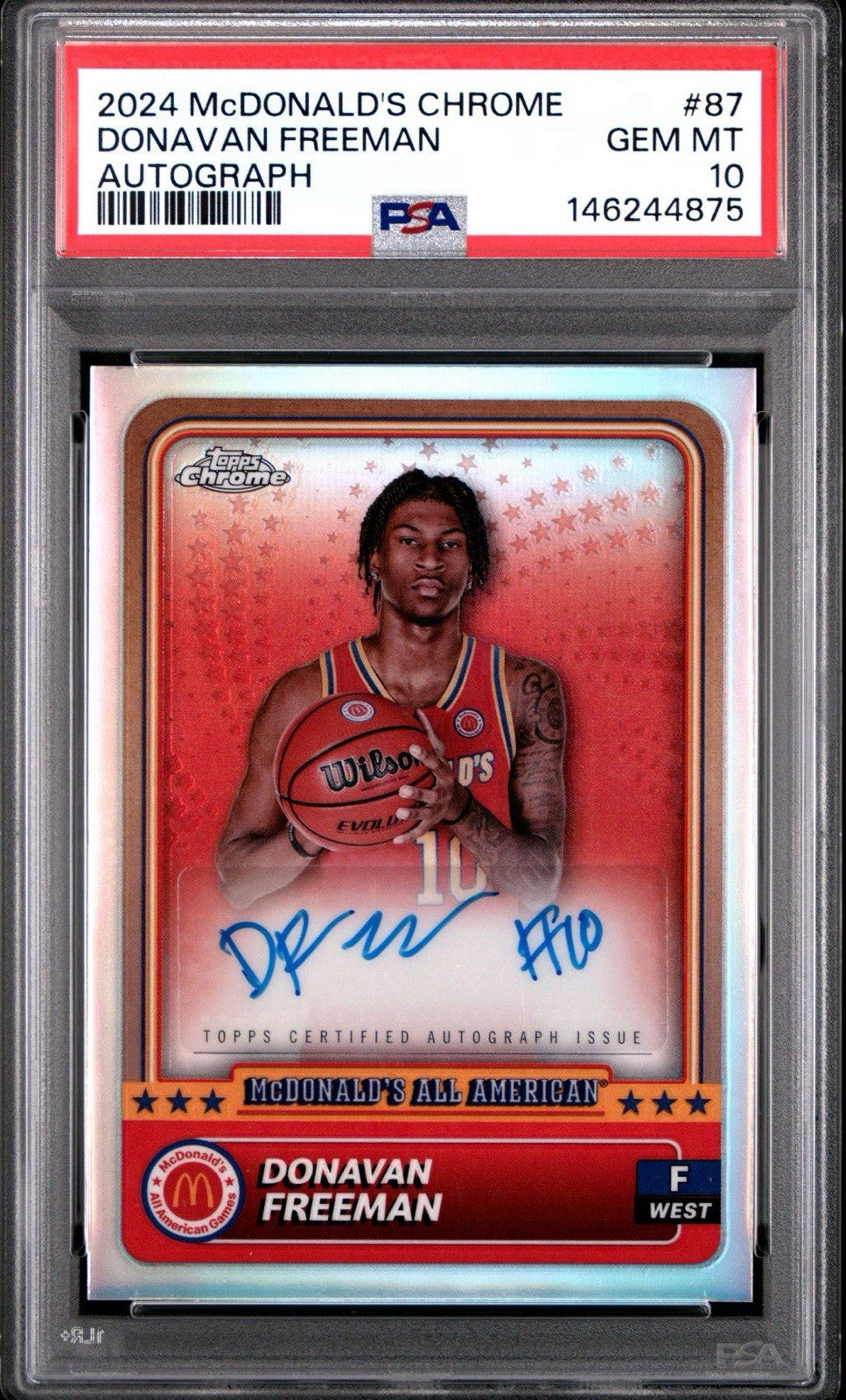 2024 Topps Chrome McDonald's All American #87 - Donavan Freeman - PSA 10 Gem