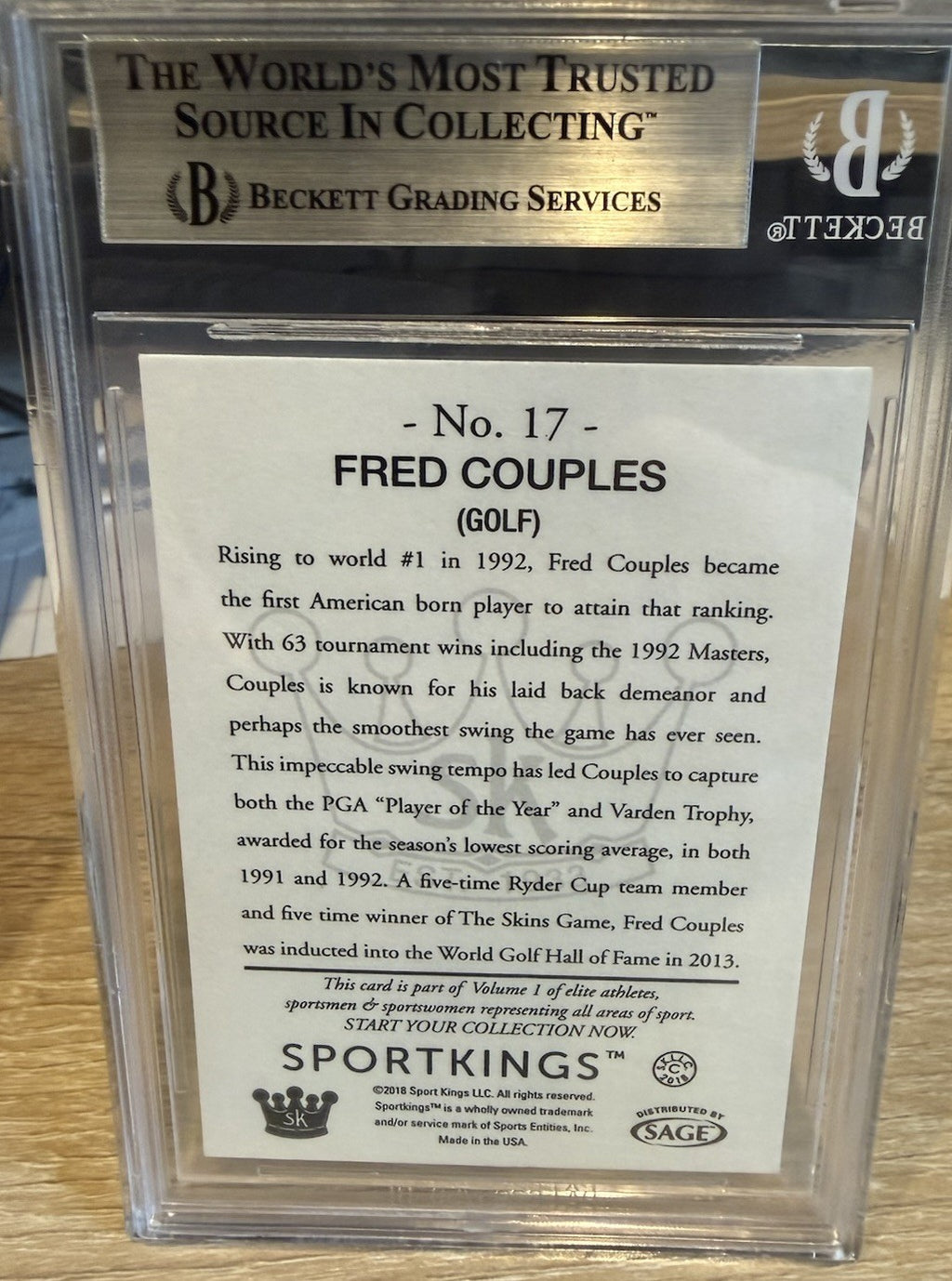 Signed 2018 Sportkings #17 Fred Couples - Beckett BAS Slab