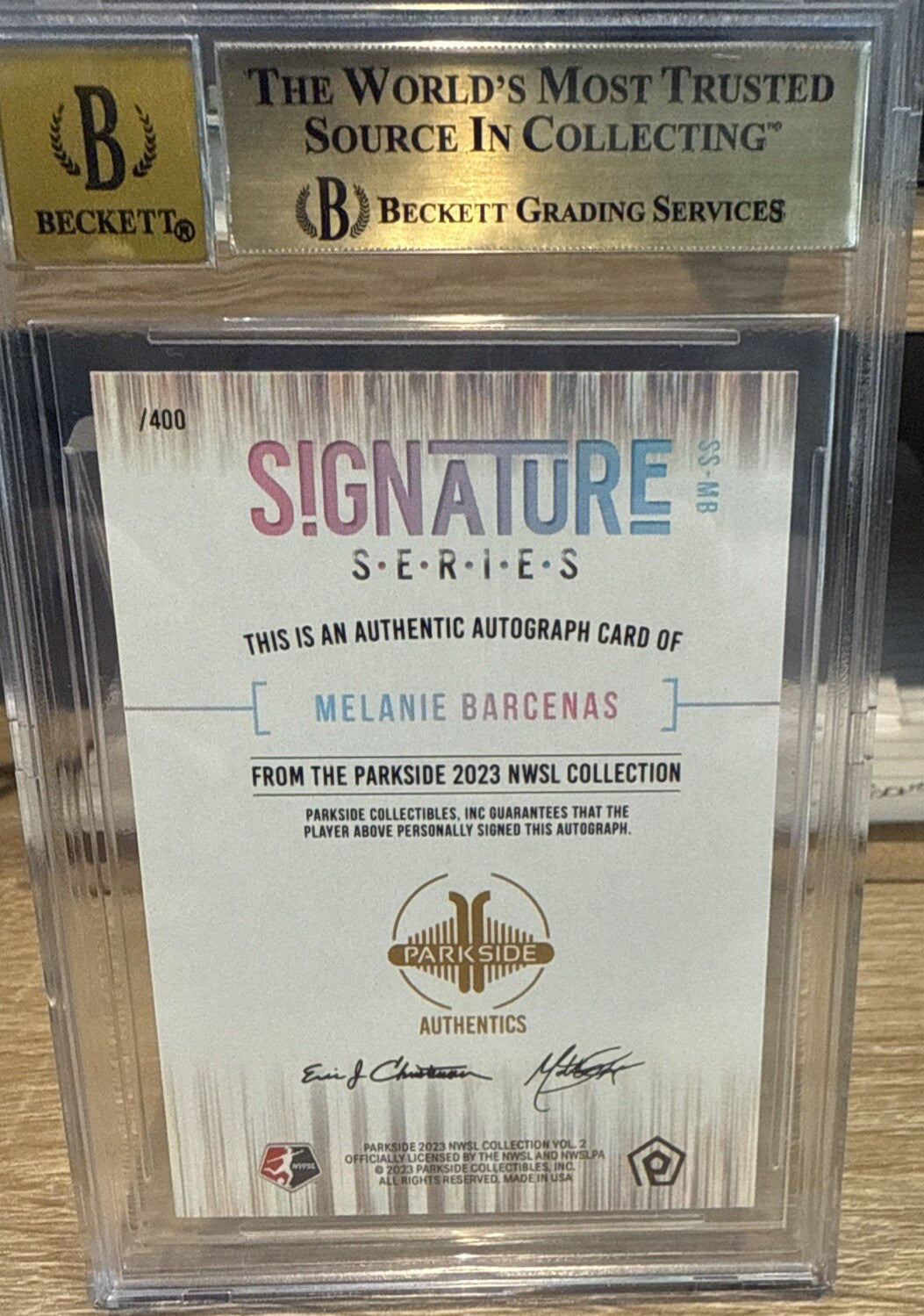 BGS 9.5 Gem Mint 2023 Parkside NWSL Signature Series Auto MELANIE BARCENAS /400