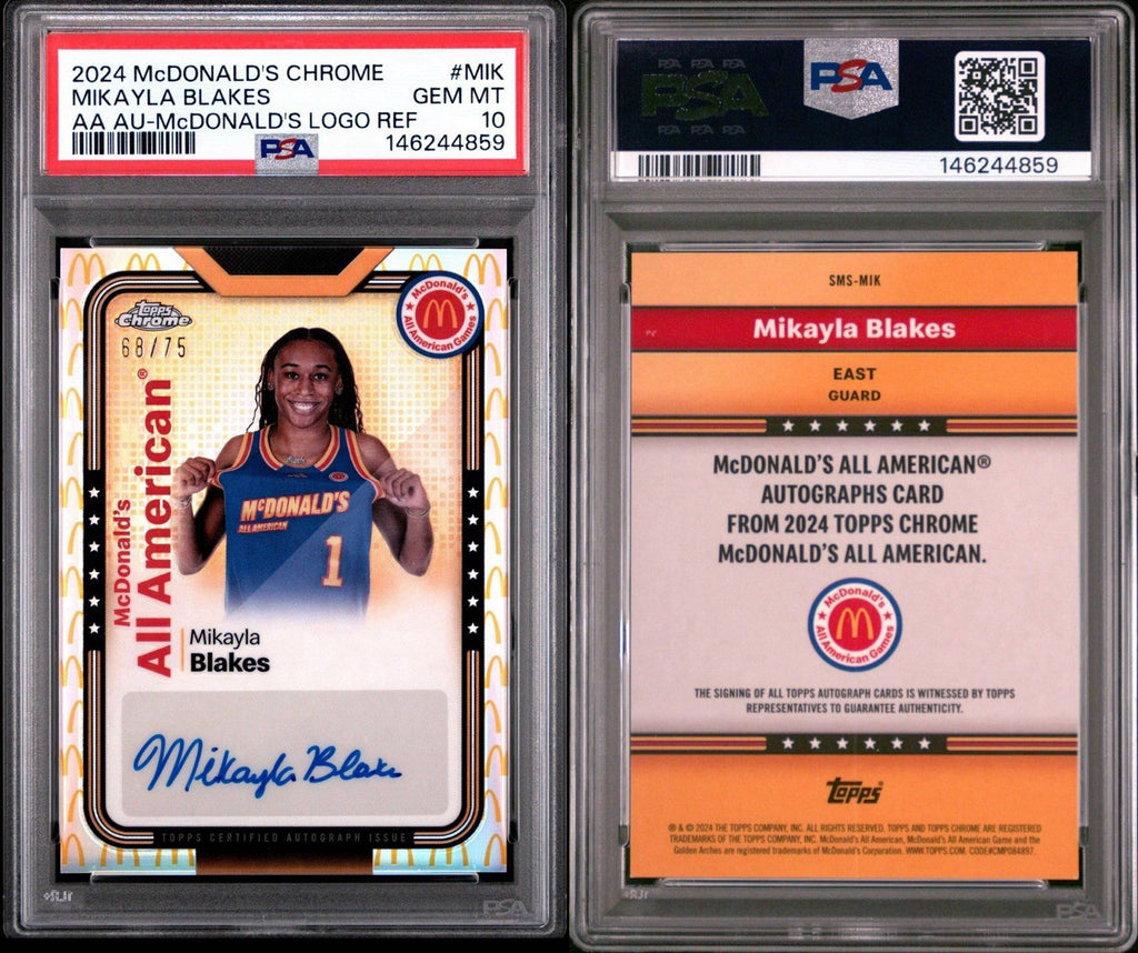 2024 Topps Chrome Mikayla Blakes McDonald's All American Auto Logo /75 PSA  10