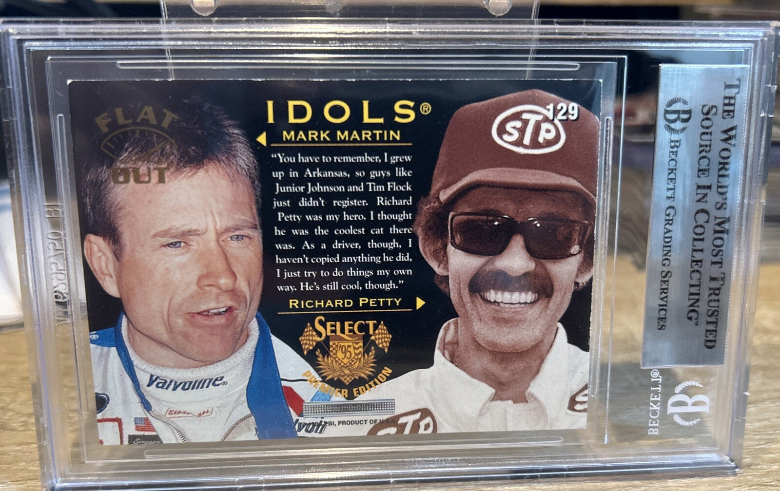 Signed Richard Petty 1995 Select #129 Idols NASCAR Beckett BAS Slab