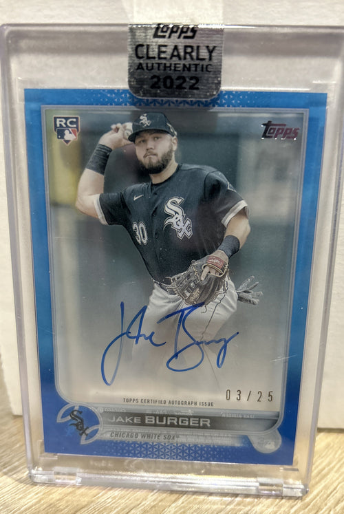 2022 Topps Clearly Authentic Blue Jake Burger Rookie Autograph White Sox RC /25