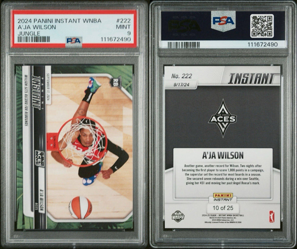 A'JA WILSON 2024 PANINI INSTANT Jungle Parallel #d /25 #222 PSA 9 Mint