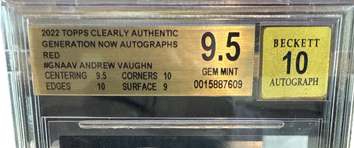 2022 Topps Clearly Authentic Andrew Vaughn Red Generation Now Auto /50 BGS 9.5