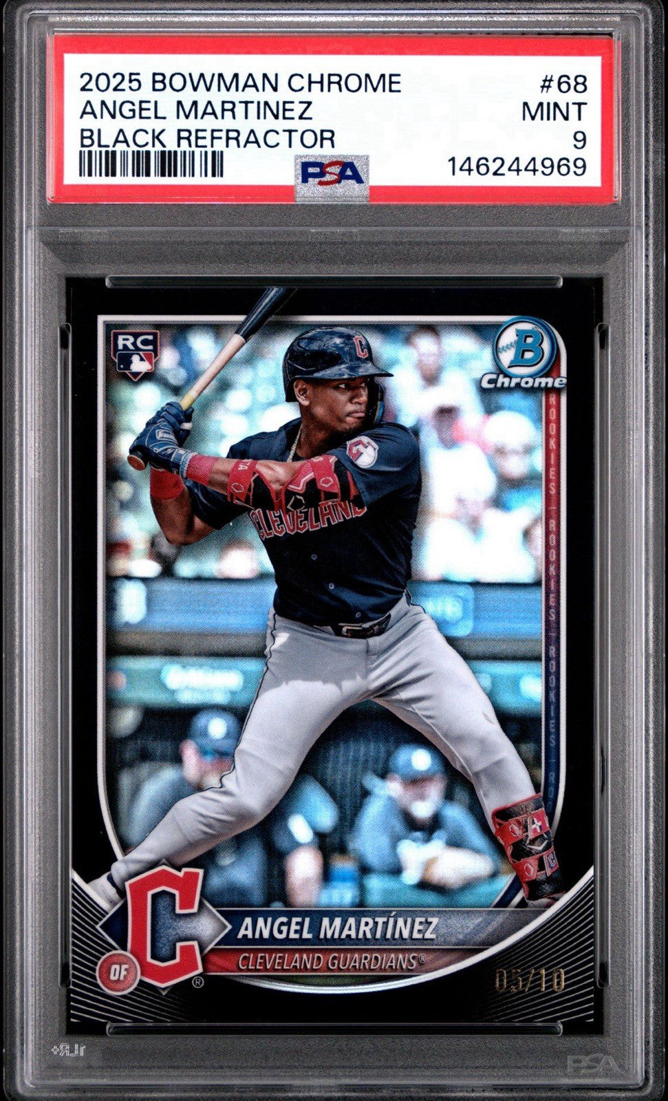 2025 Bowman Chrome Black Refractor 3/10 Angel Martinez PSA 9 Mint